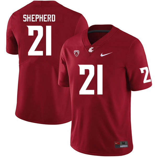 Men #21 Adrian Shepherd Washington State Cougars College Football Jerseys Sale-Crimson